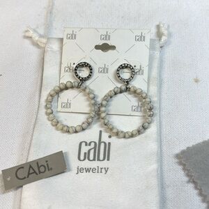 BNWT cA bi silver ring post earrings with drop white black marble hoops
